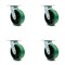 Service Caster 6 Inch Green Poly on Cast Iron Wheel Swivel Caster Set with Ball Bearings SCC SCC-30CS620-PUB-GB-4 - alternate 1